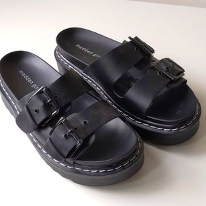 Madden Girl Dizzy Platform Slide Sandals Black Women's 9
